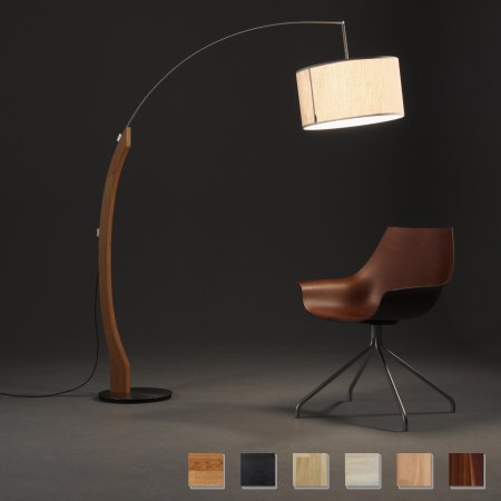Herzblut Amos arc floor lamp - adjustable - maximum projection 1800 mm - choice of colours